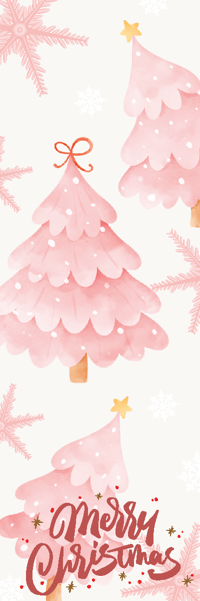Pink Christmas Tree Watercolour Bookmark