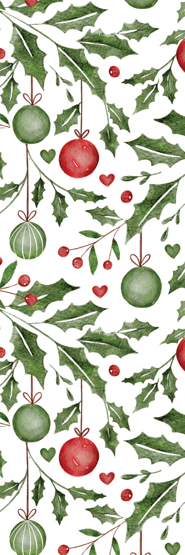 Holly & Baubles Watercolour Bookmark