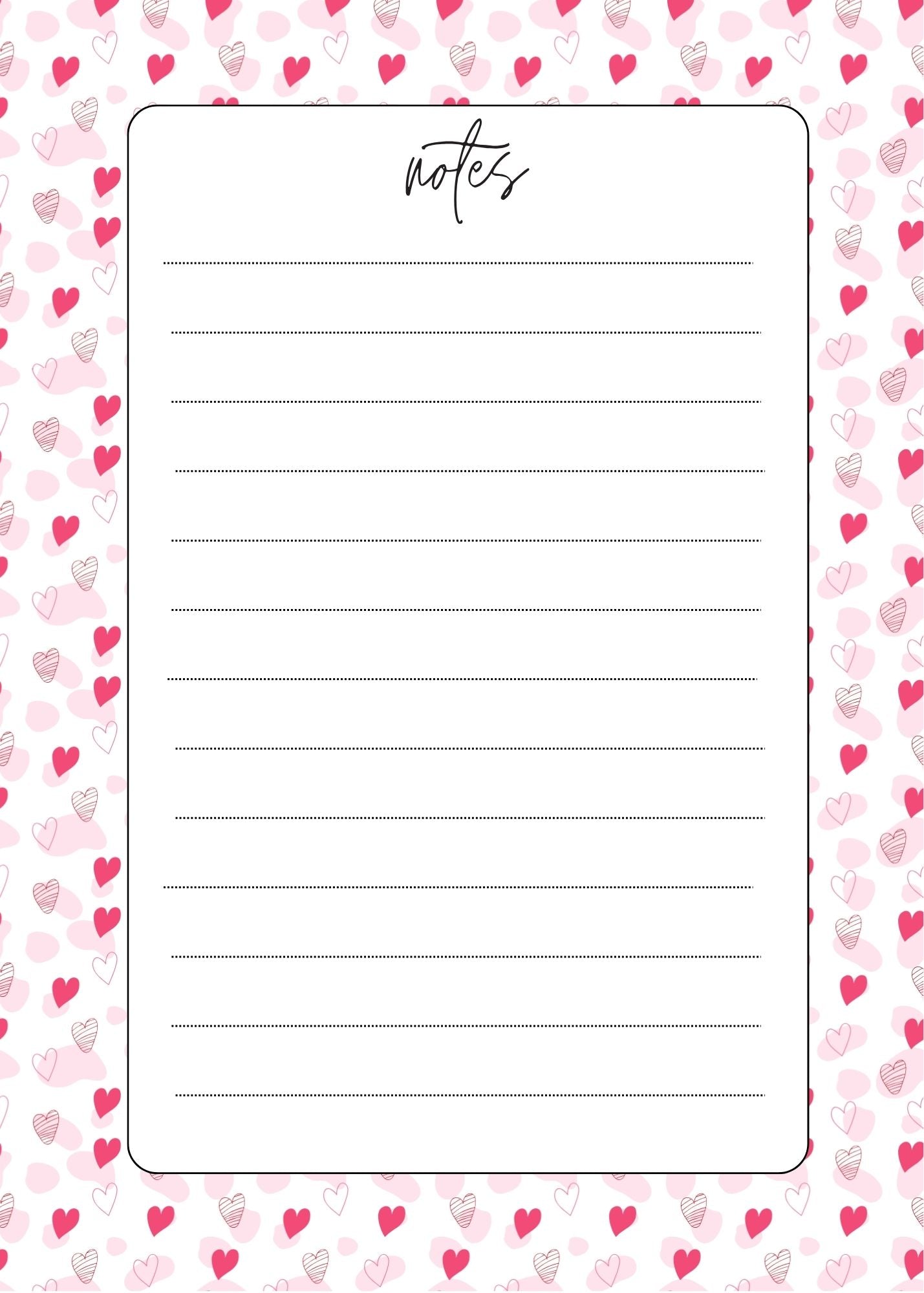 Hearts Notes Notepad