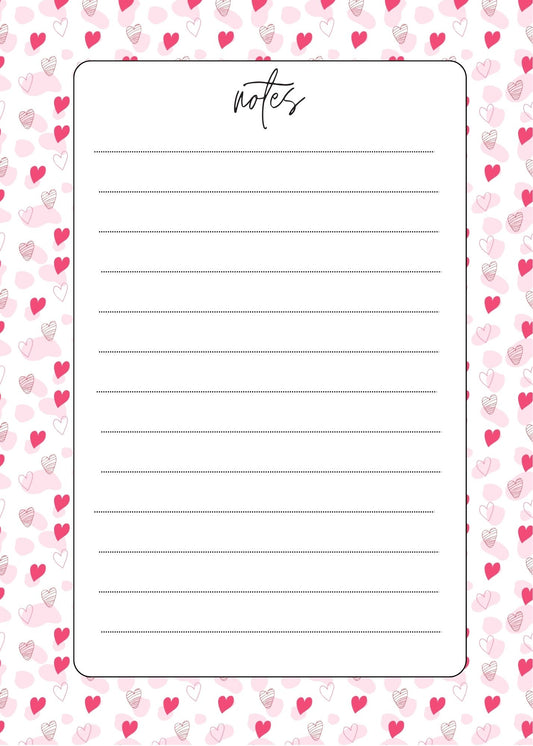 Hearts Notes Notepad