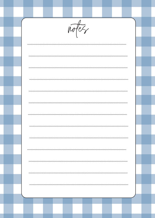 Blue Gingham Notes Notepad