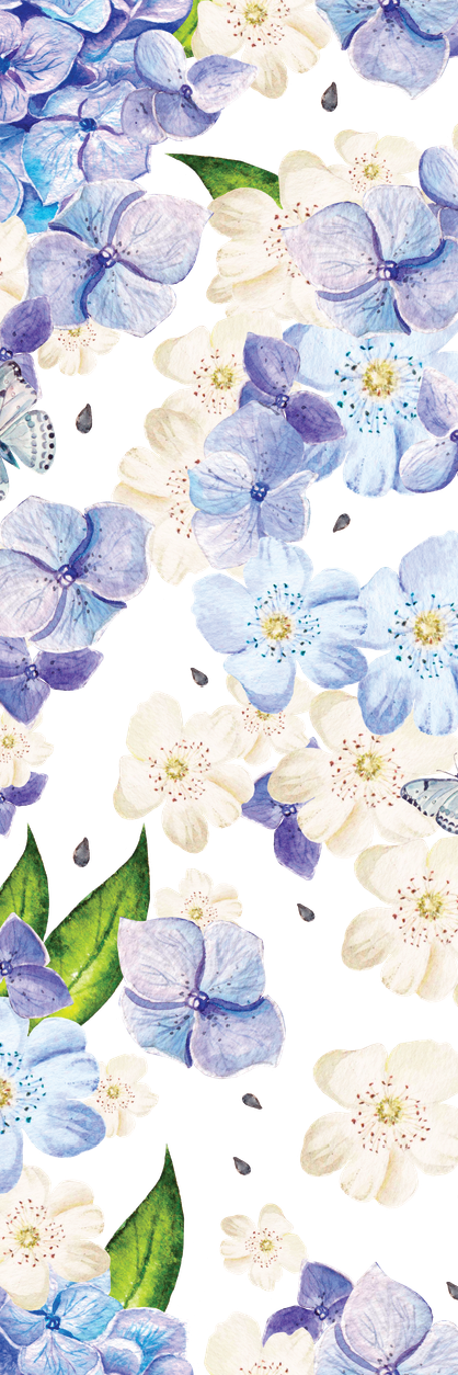 Blue Floral Watercolour Bookmark