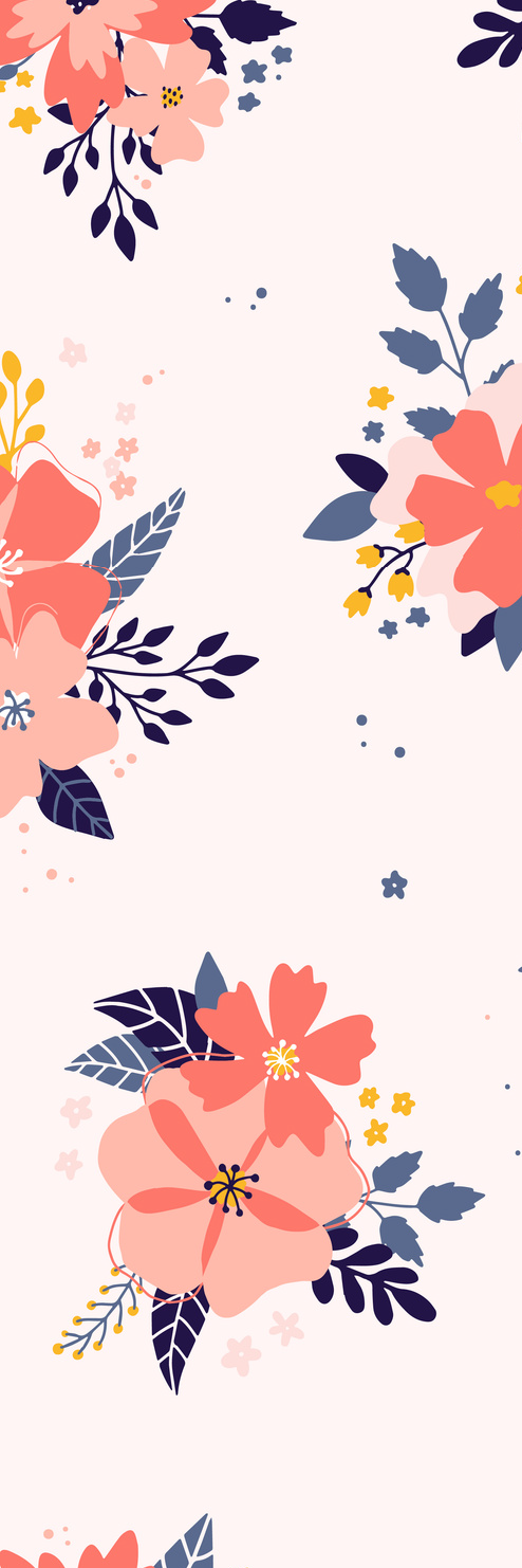Coral Poppy & Navy Leaf Bookmark