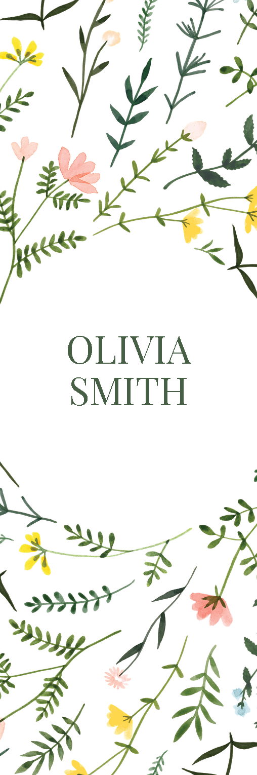 Personalised Wildflower Botanical Bookmark