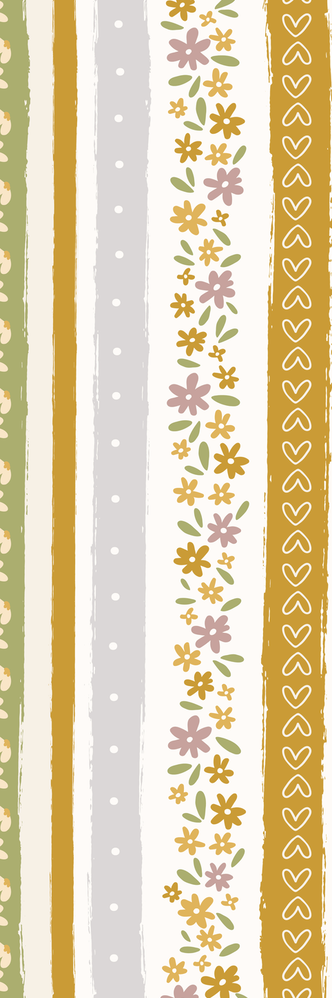 Folk Floral Stripe Bookmark
