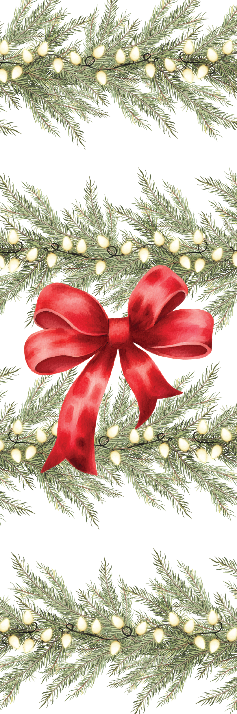 Christmas Garland & Red Bow Watercolour Bookmark