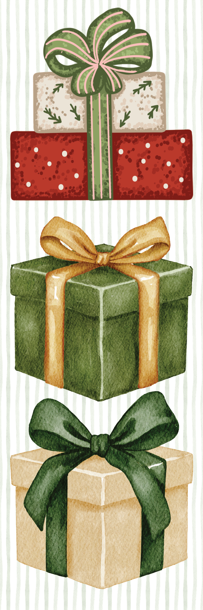 Christmas Gift Stack Watercolour Bookmark