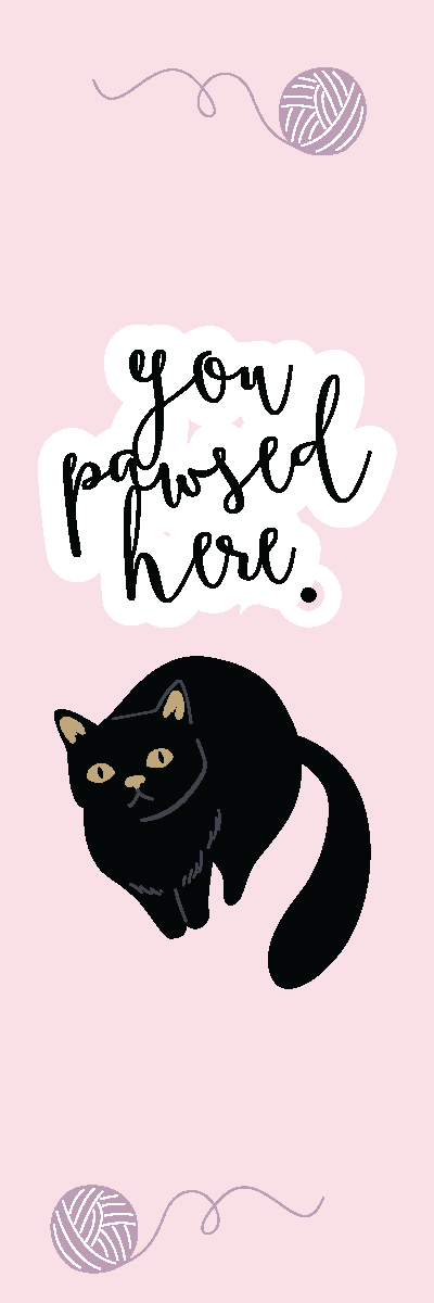 You Pawsed Here Black Cat Bookmark