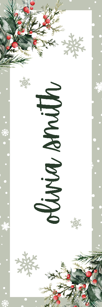 Personalised Christmas Botanical Bookmark